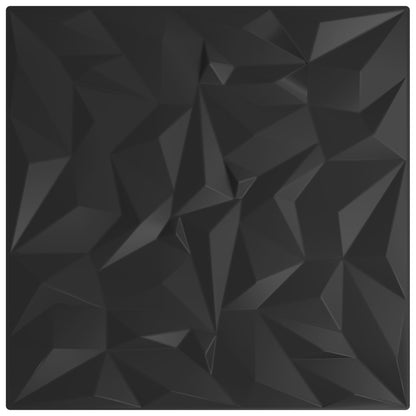 Wall Panels 12 pcs Black 50 x 50 cm XPS Foam