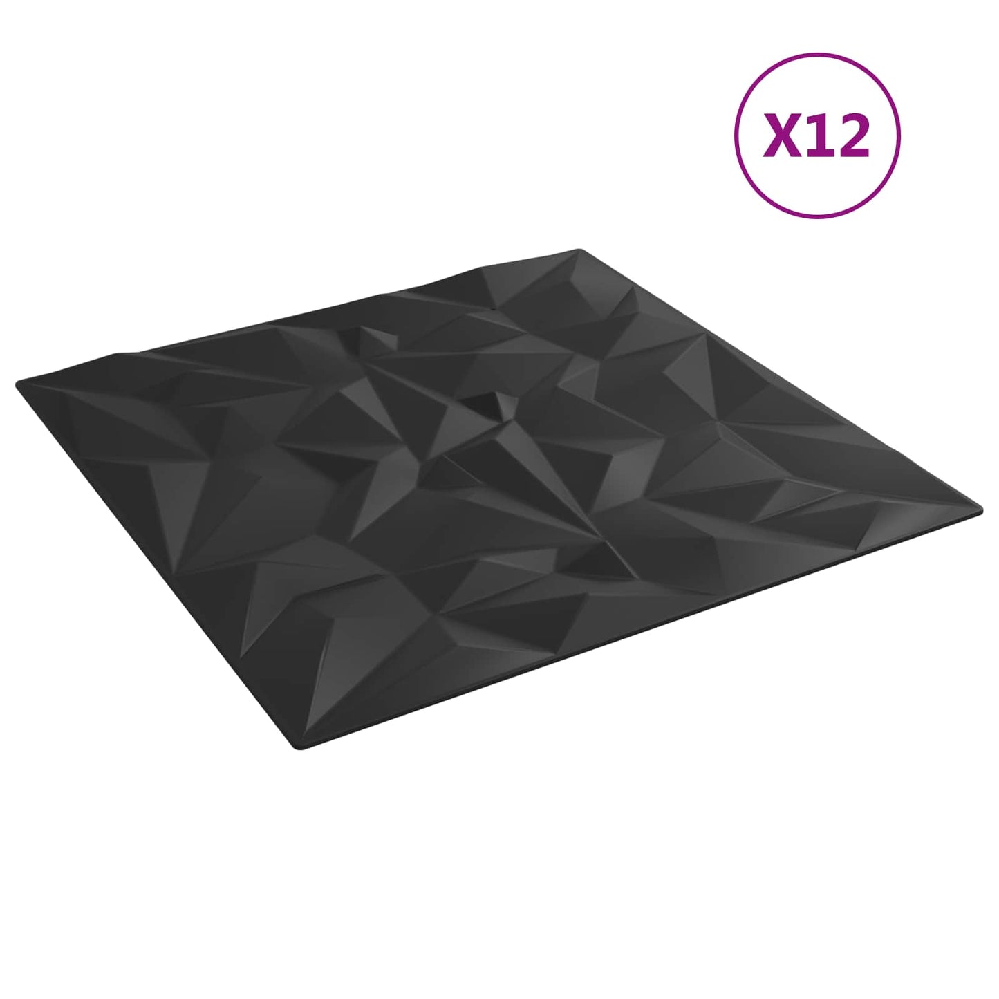 Wall Panels 12 pcs Black 50 x 50 cm XPS Foam