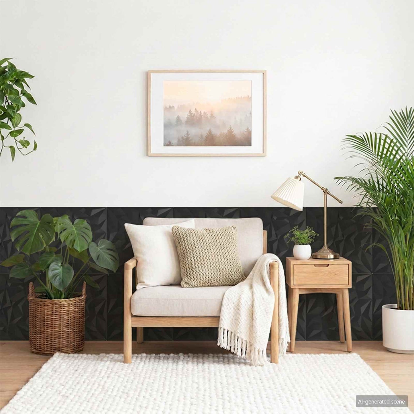 Wall Panels 48 pcs 50 x 50 cm Black XPS Foam