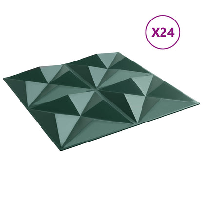 Wall Panels 24 pcs Origami Green 50 x 50 cm XPS Foam