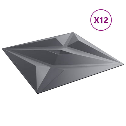 Wall Panels 12 pcs 50 x 50 cm Star Grey XPS Foam