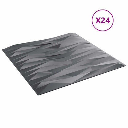 Wall Panels 24 pcs Stone Grey 50 x 50 cm XPS Foam