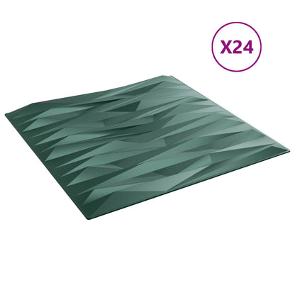 Wall Panels 24 pcs 50 x 50 cm Stone Green XPS Foam