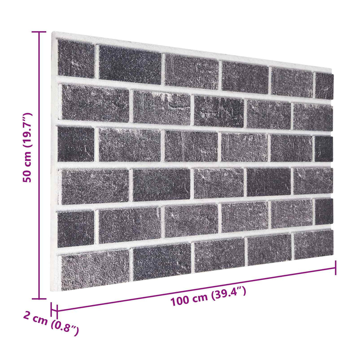 Wall Panels 10 pcs 100 x 50 cm Black and Grey EPS Foam