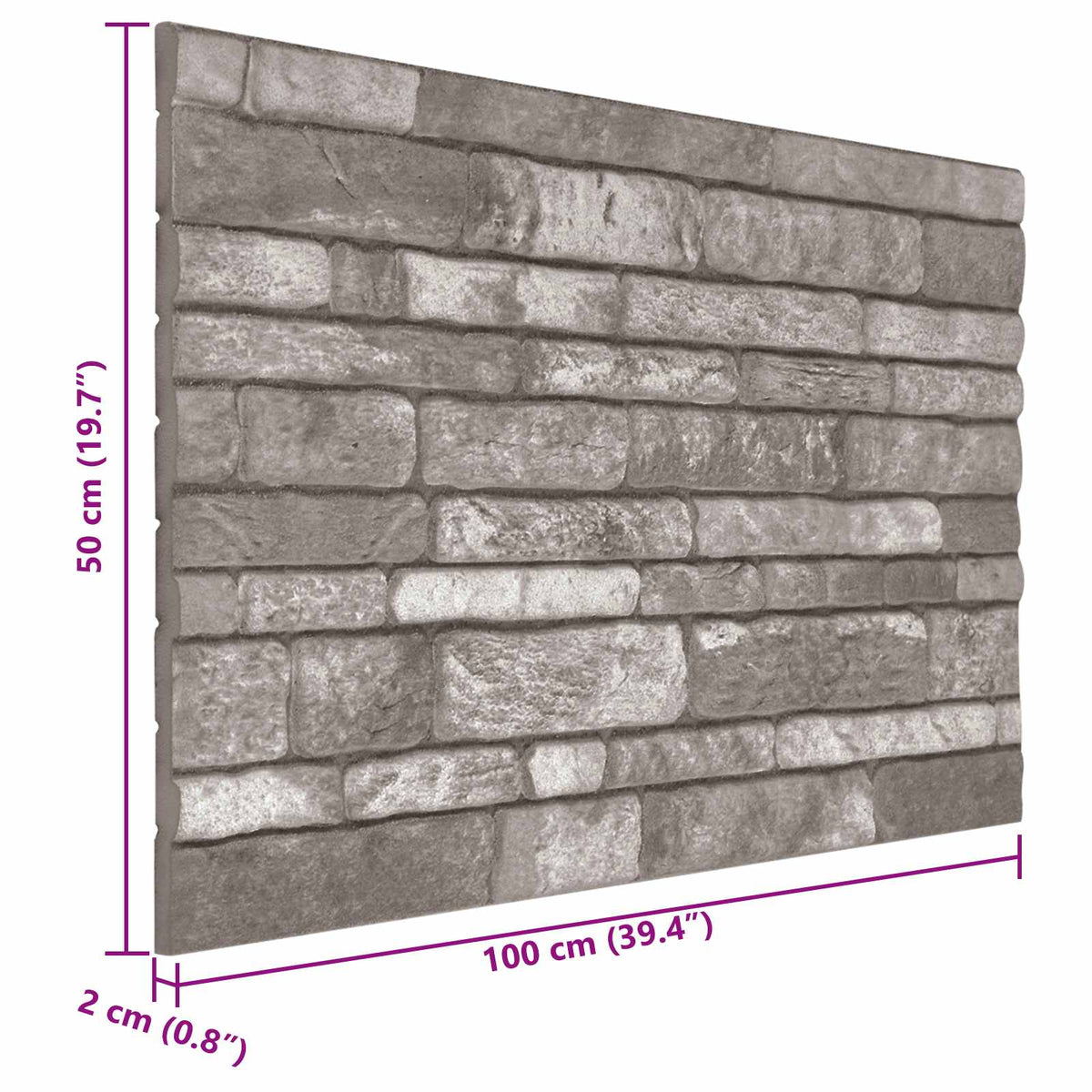 Wall Panels 10 pcs 100 x 50 cm Dark Grey EPS Foam