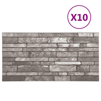 Wall Panels 10 pcs 100 x 50 cm Dark Grey EPS Foam