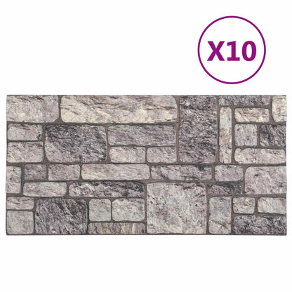 Wall Panels 10 pcs 100 x 50 cm Grey and White EPS Foam