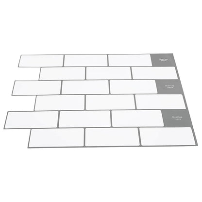 Subway Tile 10 pcs White Grey 30 x 30 cm Polyurethane and PET