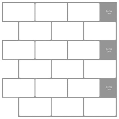 Subway Tile 50 pcs White Grey 30 x 30 cm Polyurethane and PET