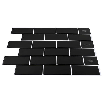 Subway Tile 50 pcs Black 30 x 30 cm Polyurethane and PET