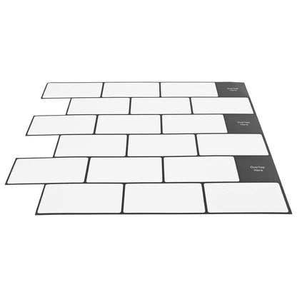 Subway Tile 10 pcs White Black 30 x 30 cm Polyurethane and PET