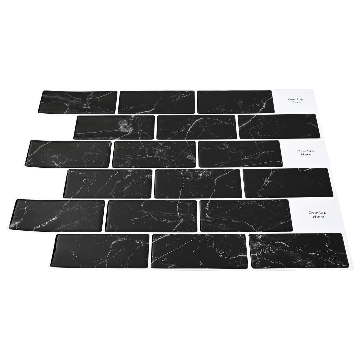 Subway Tile 10 pcs Black Marble 30 x 30 cm Polyurethane and PET