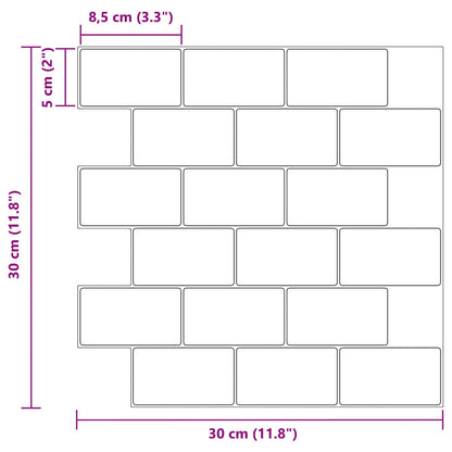 Subway Tile 20 pcs Black Marble 30 x 30 cm Polyurethane and PET