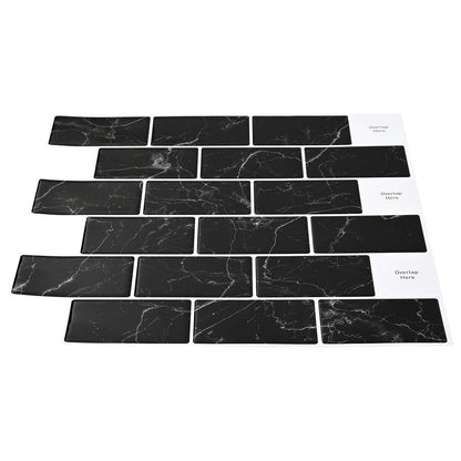 Subway Tile 50 pcs Black Marble 30 x 30 cm Polyurethane and PET