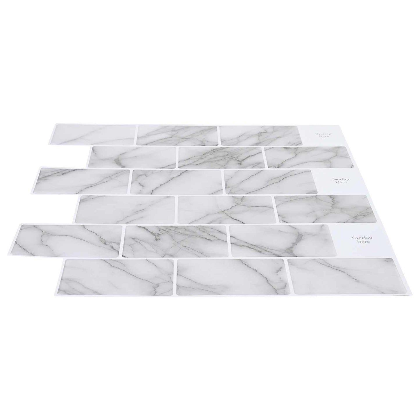 Subway Tile 10 pcs White Marble 30 x 30 cm Polyurethane and PET