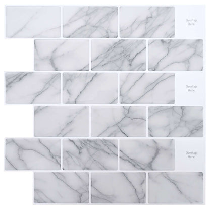 Subway Tile 20 pcs White Marble 30 x 30 cm Polyurethane and PET