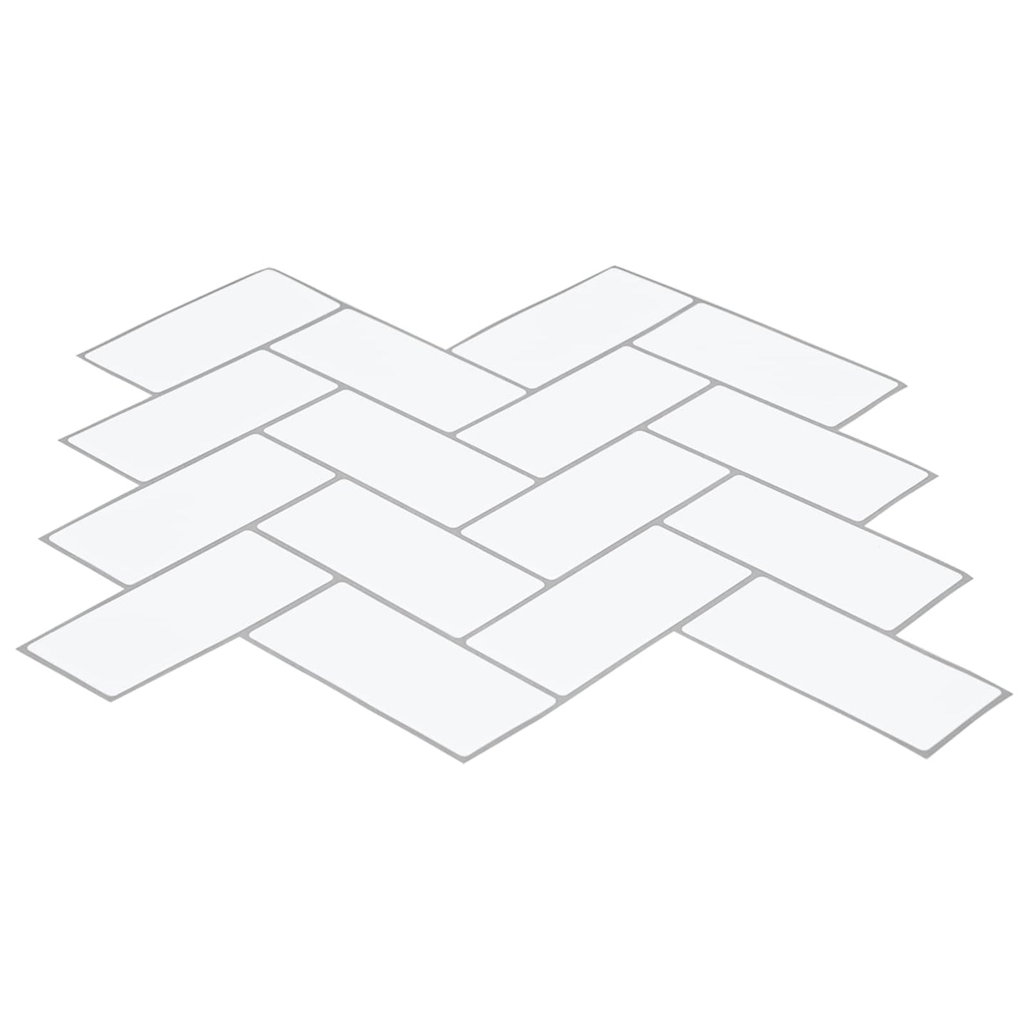 Herringbone Tile 10 pcs White Grey 30 x 30 cm
