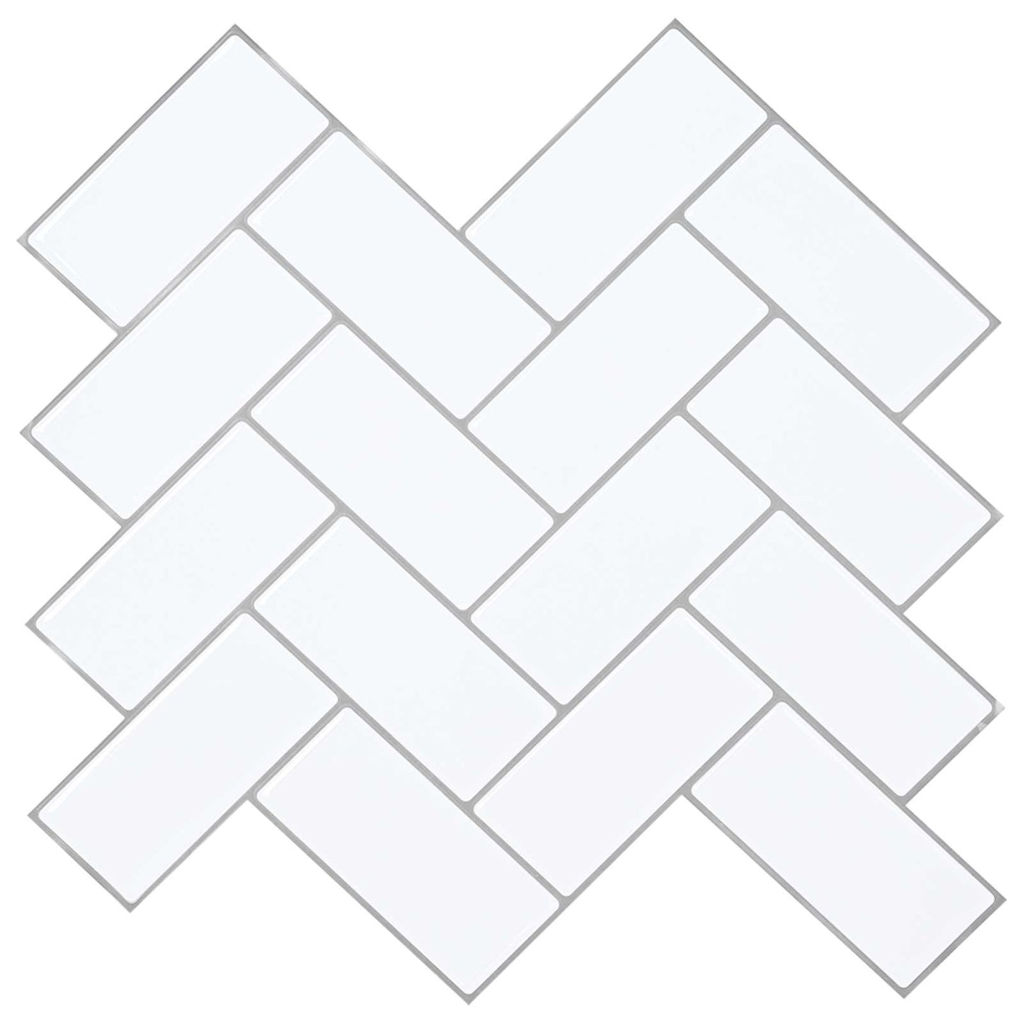 Herringbone Tile 10 pcs White Grey 30 x 30 cm