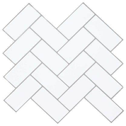 Herringbone Tile 20 pcs White Grey 30 x 30 cm