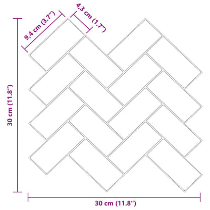 Herringbone Tile 20 pcs White Grey 30 x 30 cm