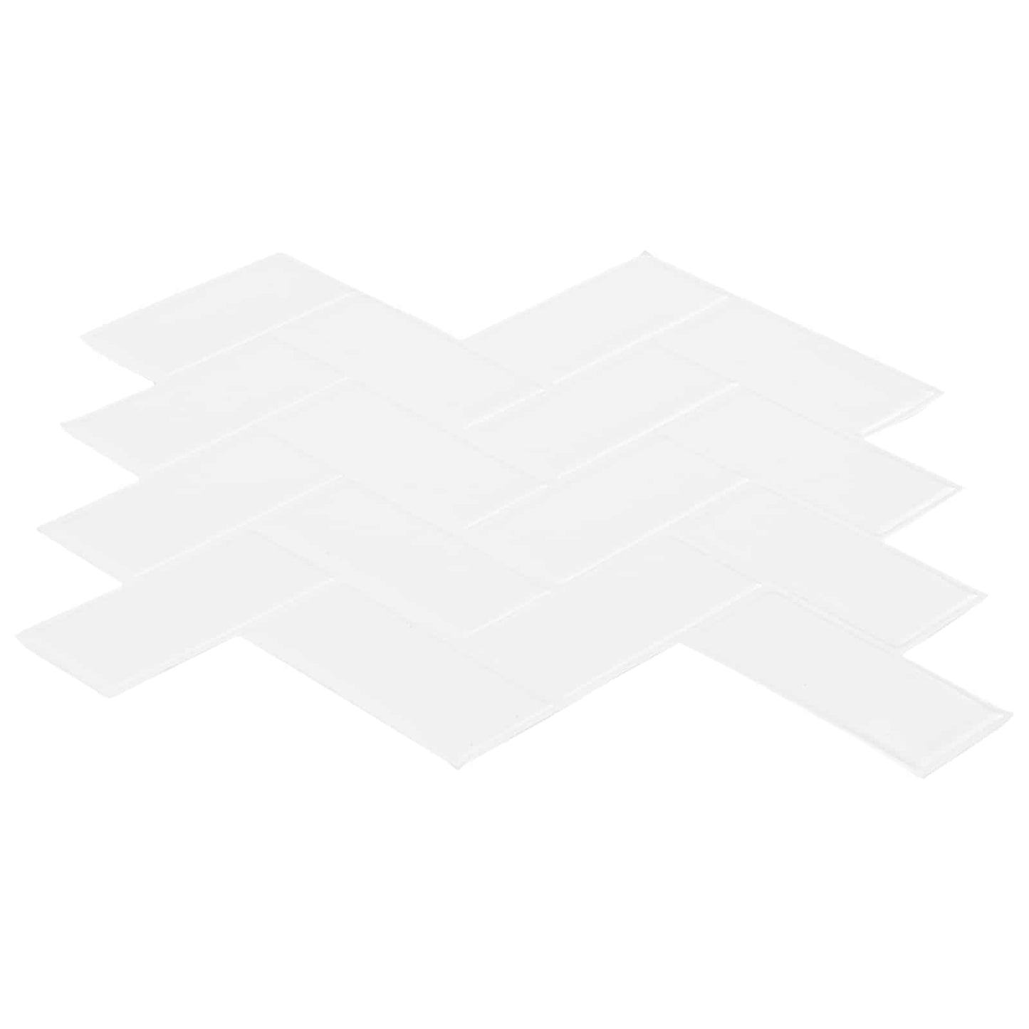 Herringbone Tile 20 pcs White 30 x 30 cm Polyurethane and PET
