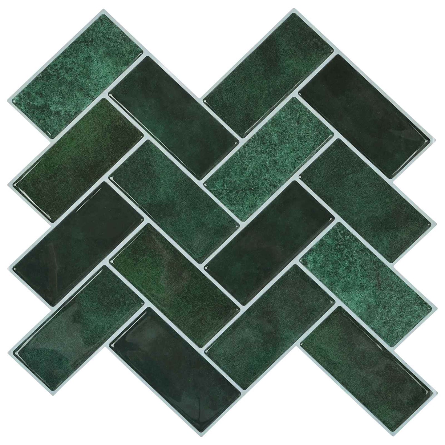 Herringbone Tile 20 pcs Dark Green 30 x 30 cm