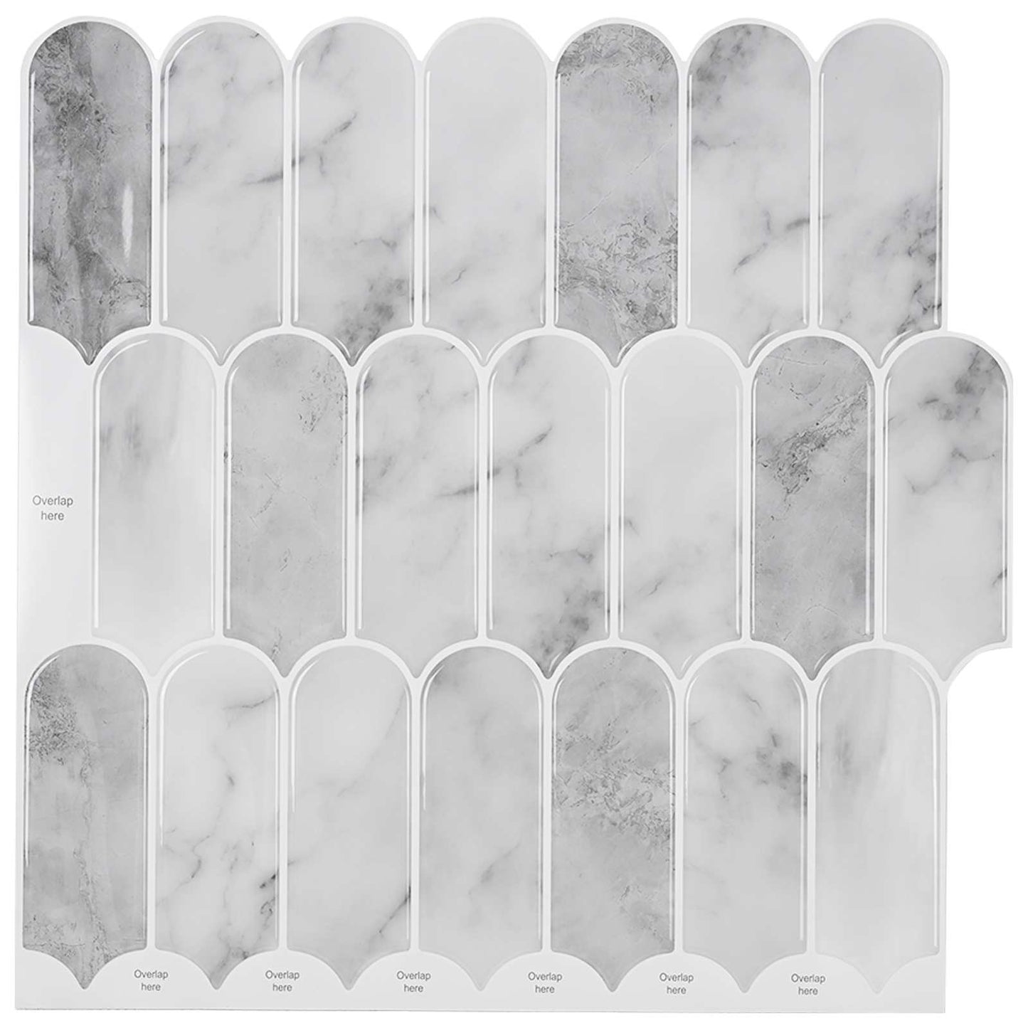 Feather Tile 50 pcs Grey Marble 30 x 30 cm Polyurethane and PET