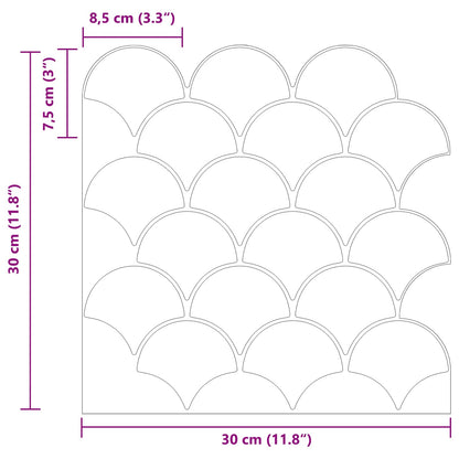 Fish Scale Tile 50 pcs White 30 x 30 cm Polyurethane and PET