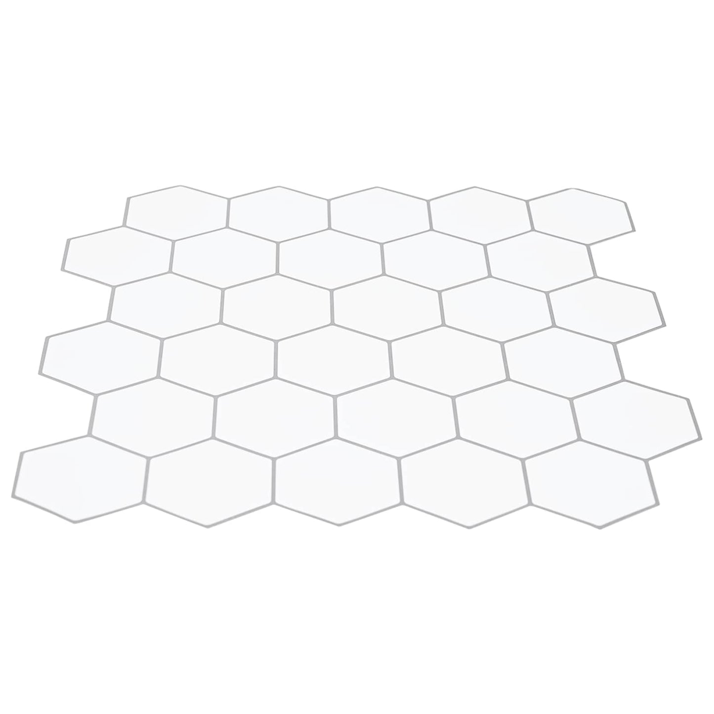 Hexagon Tile 10 pcs White Grey 30 x 30 cm Polyurethane and PET
