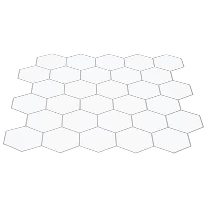 Hexagon Tile 10 pcs White Grey 30 x 30 cm Polyurethane and PET