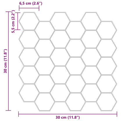 Hexagon Tile 50 pcs White 30 x 30 cm Polyurethane and PET