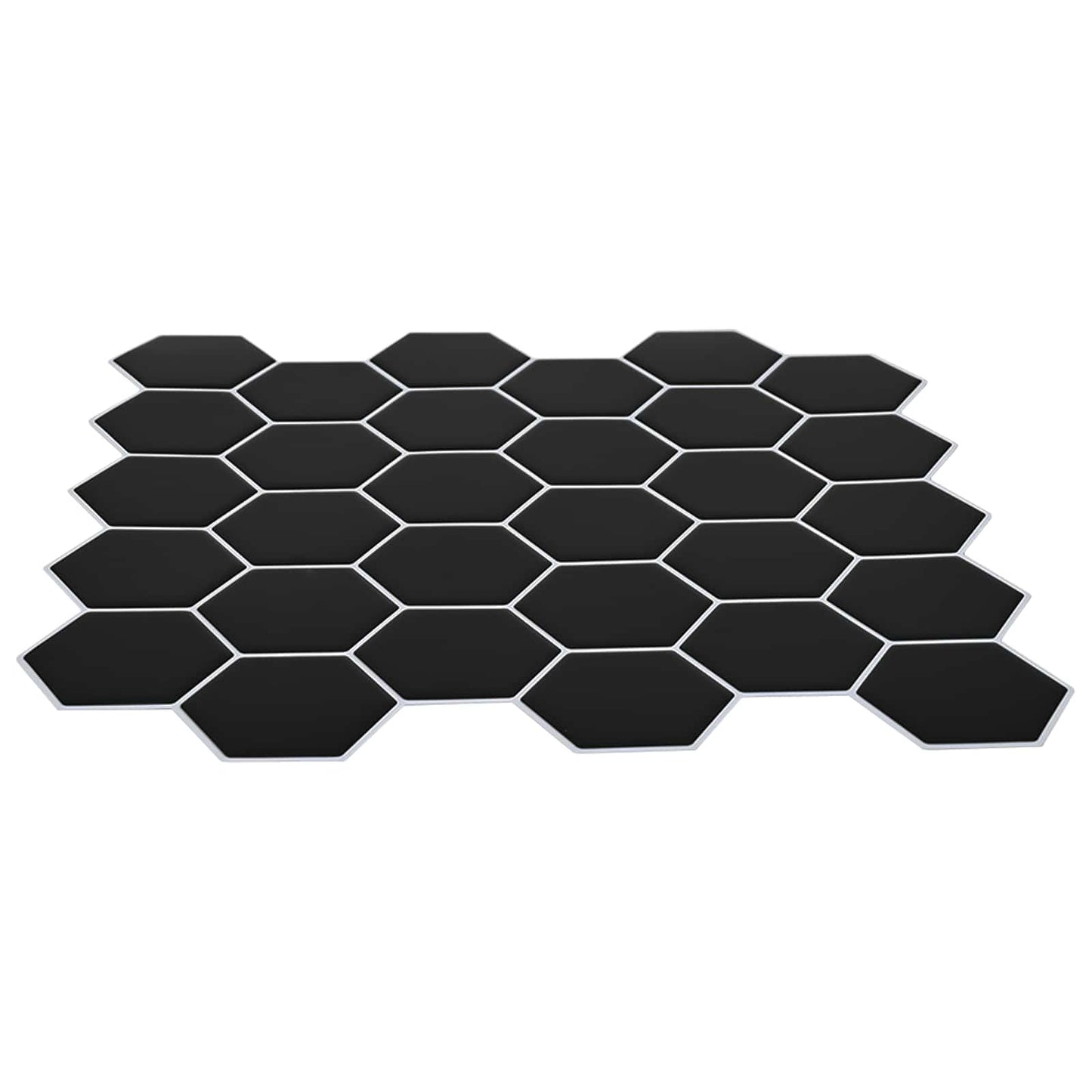 Hexagon Tile 10 pcs Black 30 x 30 cm Polyurethane and PET