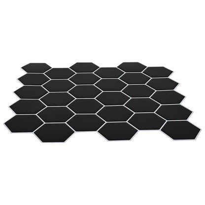 Hexagon Tile 20 pcs Black 30 x 30 cm Polyurethane and PET