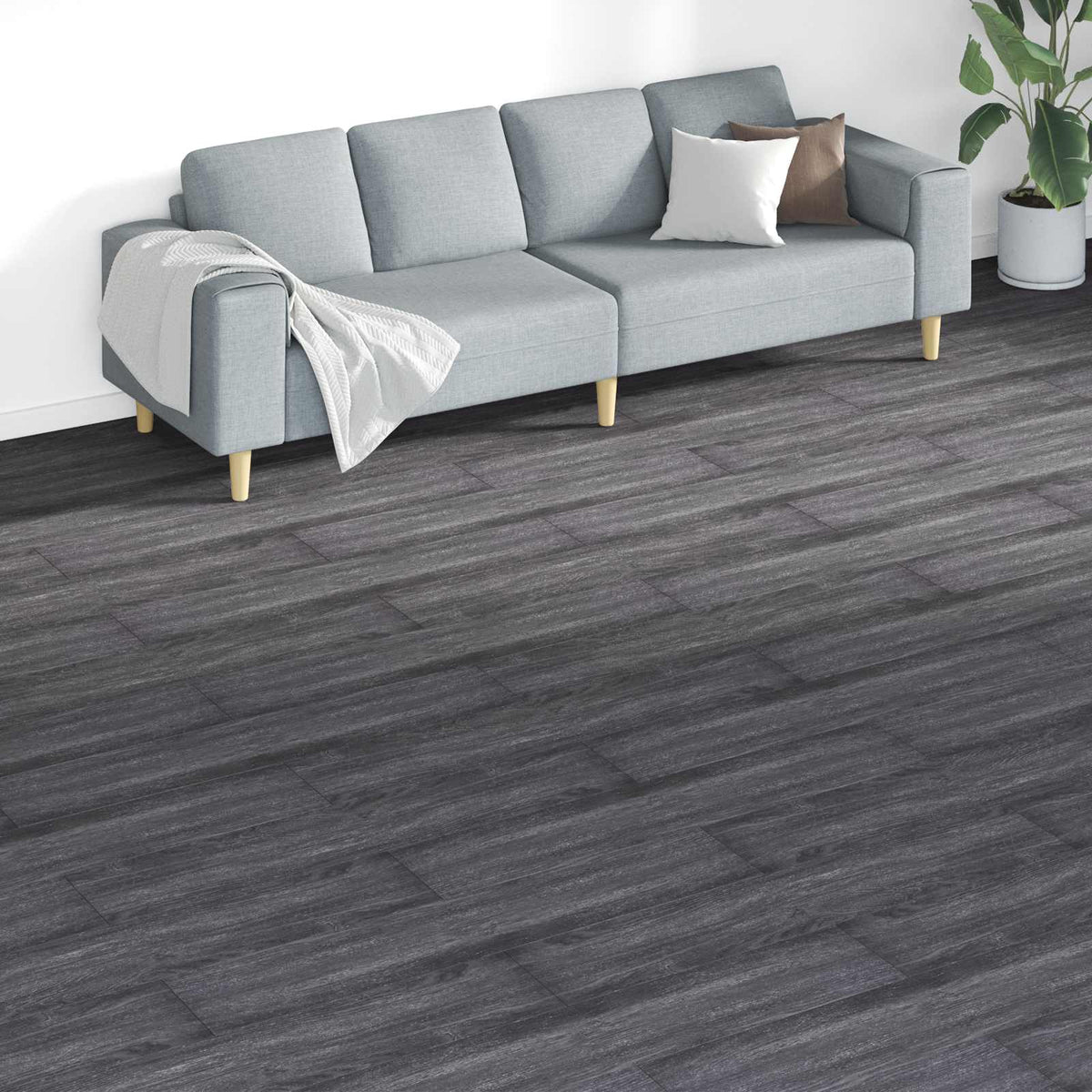 Flooring Planks Black and White 5.26 m² 18 pcs PVC