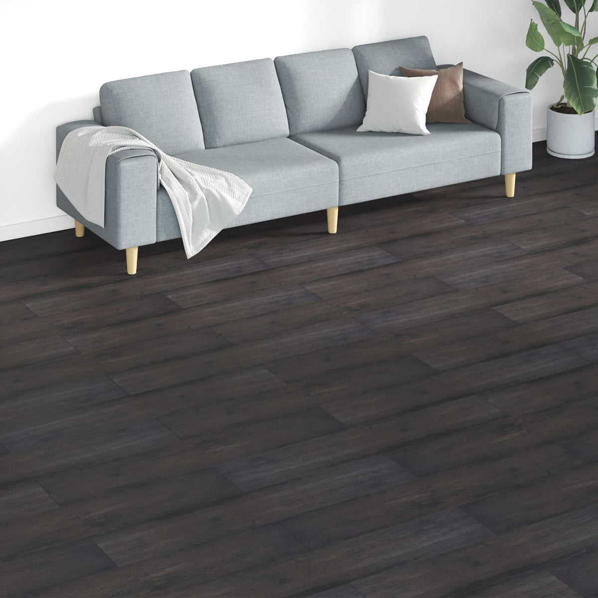 Flooring Planks Oak dark grey 5.26 m² 18 pcs PVC
