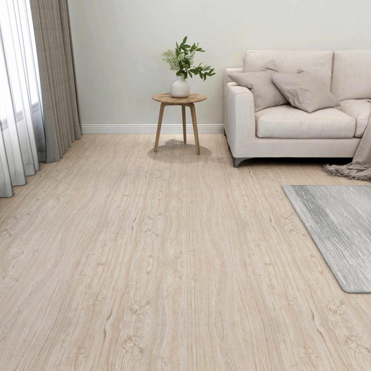 Flooring Planks White and Wood Color 5.11 m² 55 pcs PVC