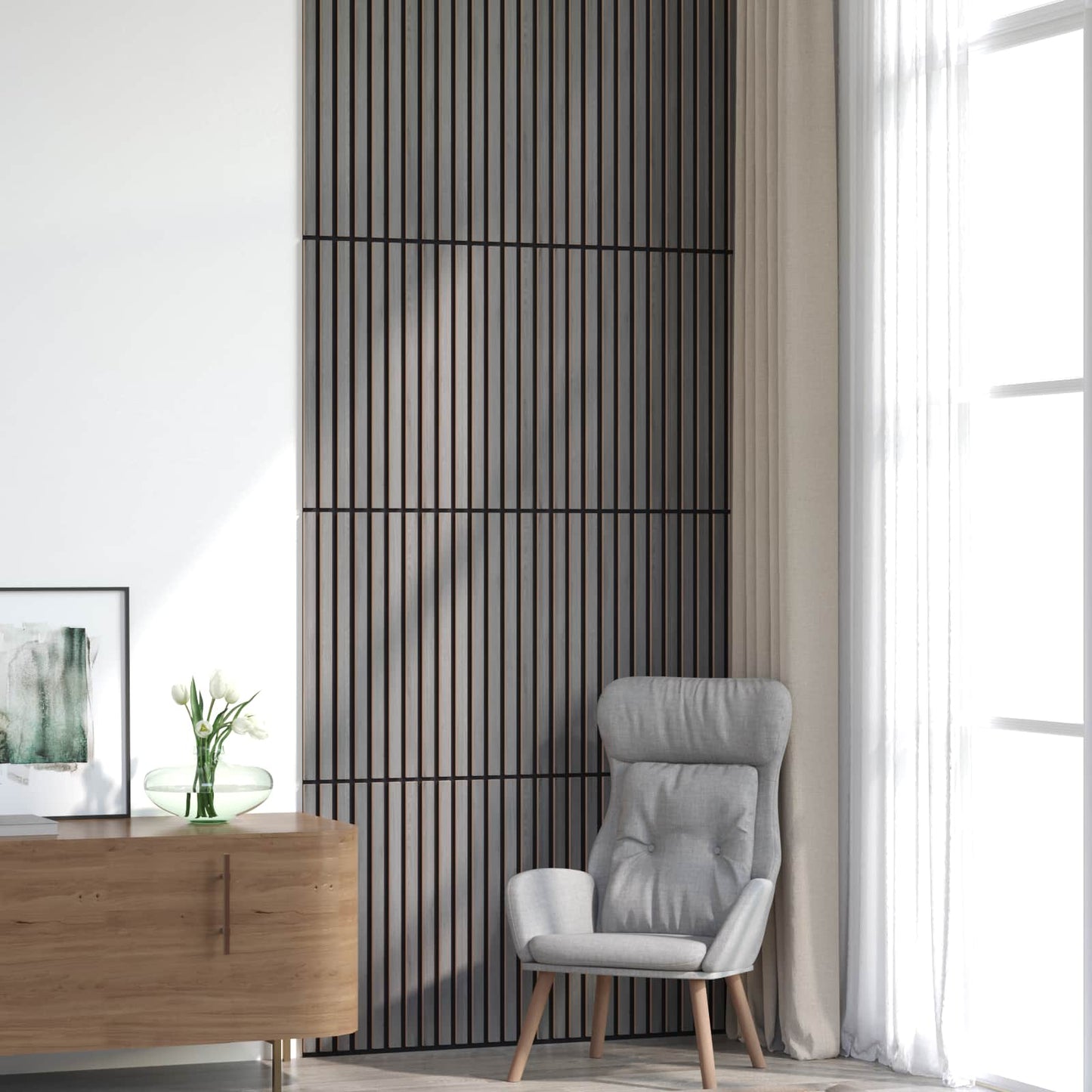 Wall Panels 8 pcs Grey 60.5 x 60 cm