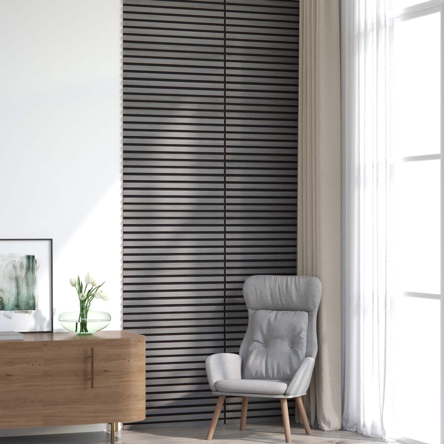 Wall Panels 8 pcs Grey 60.5 x 60 cm