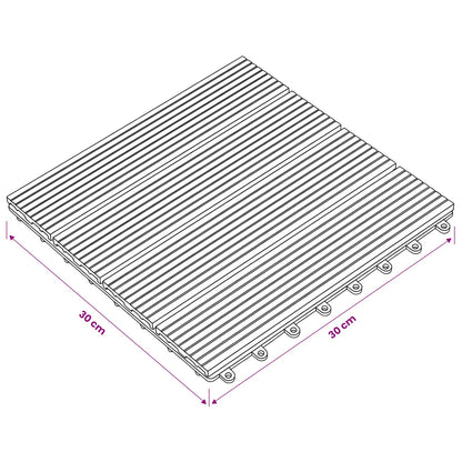 Decking Tile 11 pcs Grey 30 x 30 cm WPC