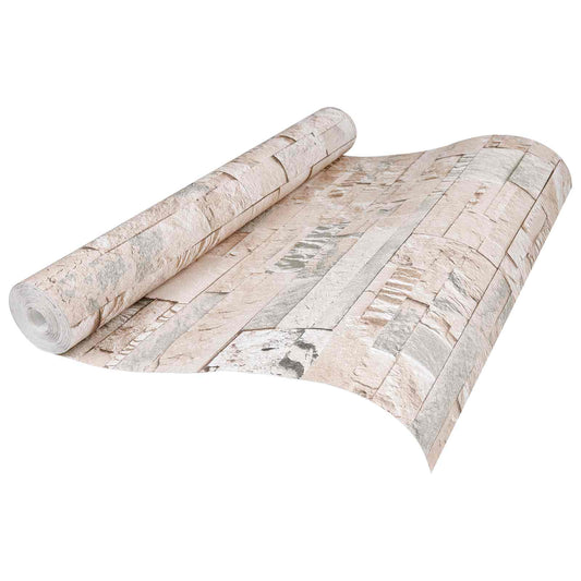 3D Stone Wallpaper Beige 10 x 0.53 m Non-Woven Fabric