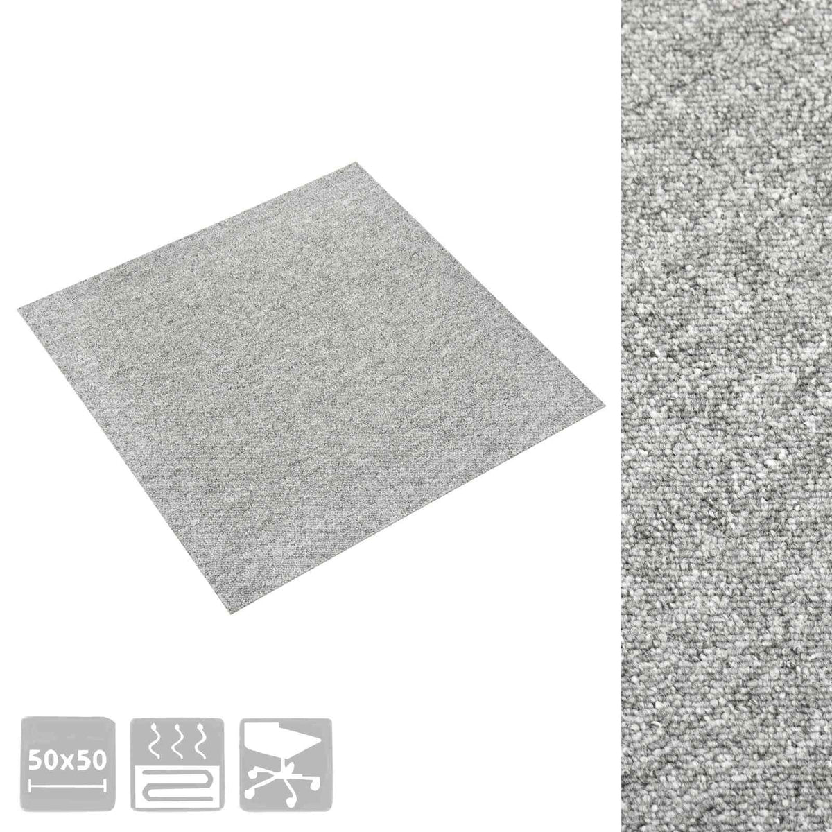 Carpet 20 pcs Light Grey 50 x 50 cm 100% Polypropylene