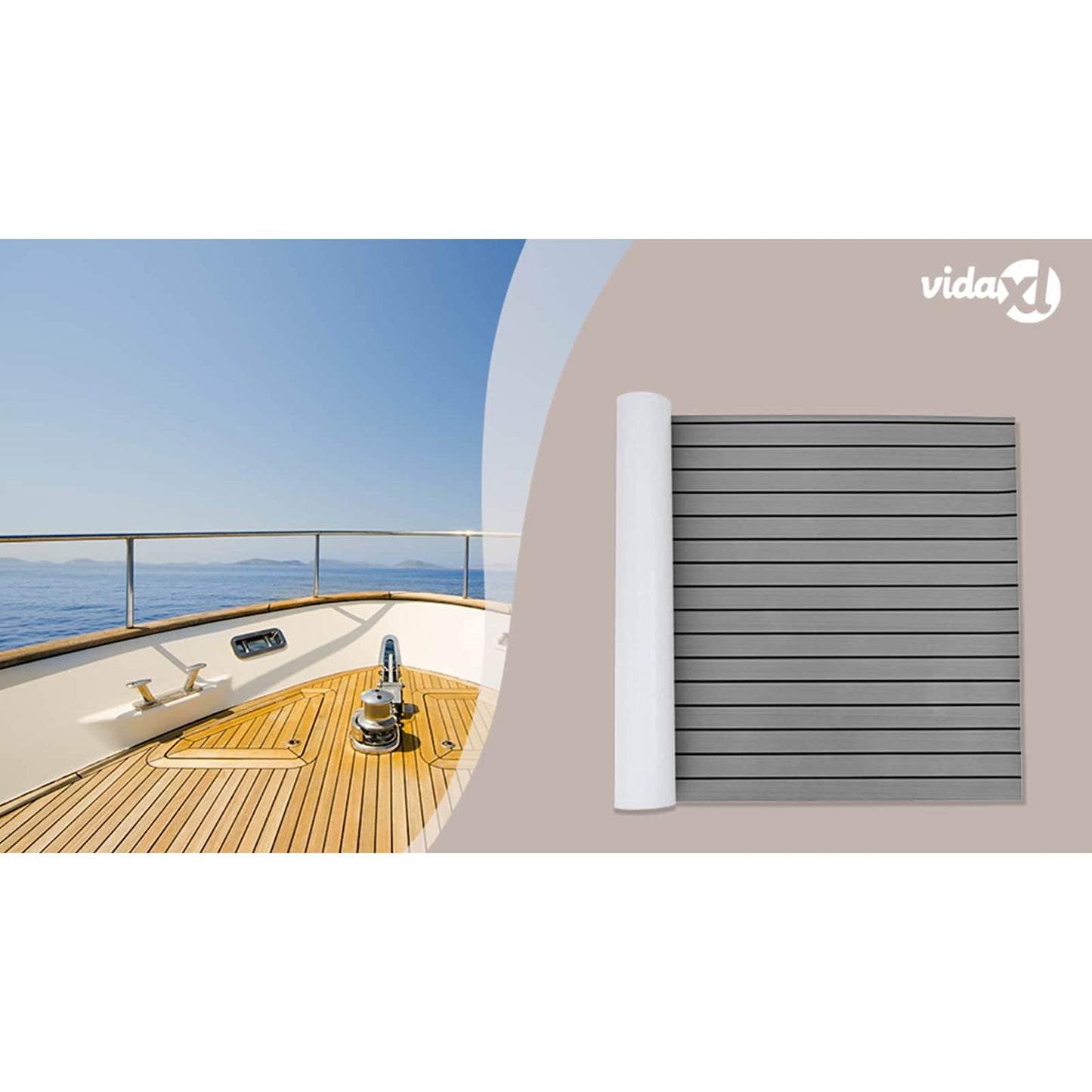Boat Mat Striped Light Grey and Black 240 x 90 cm EVA