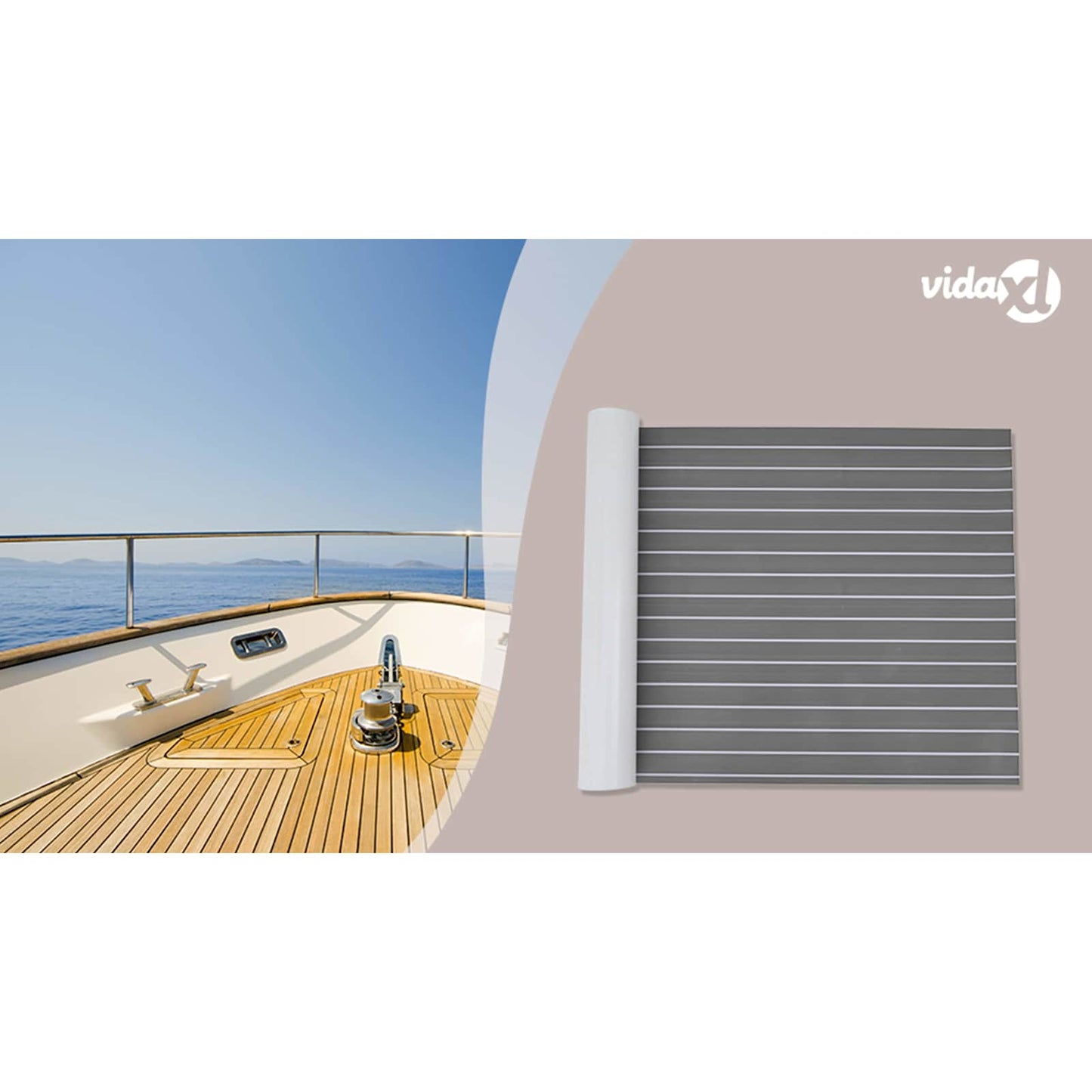 Boat Mat Striped Light Grey and White 240 x 90 cm EVA