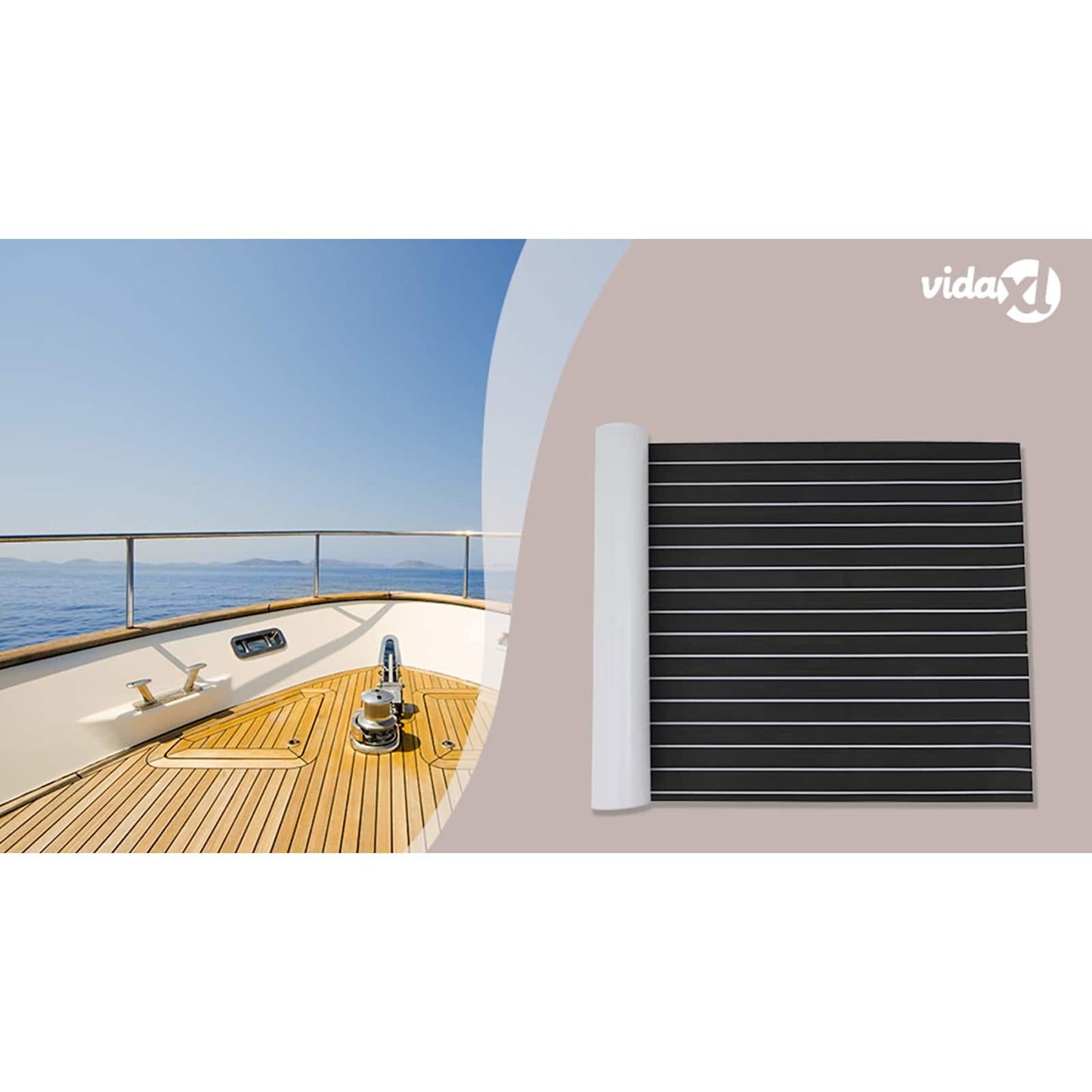 Boat Mat Striped Dark Grey and White 240 x 90 cm EVA