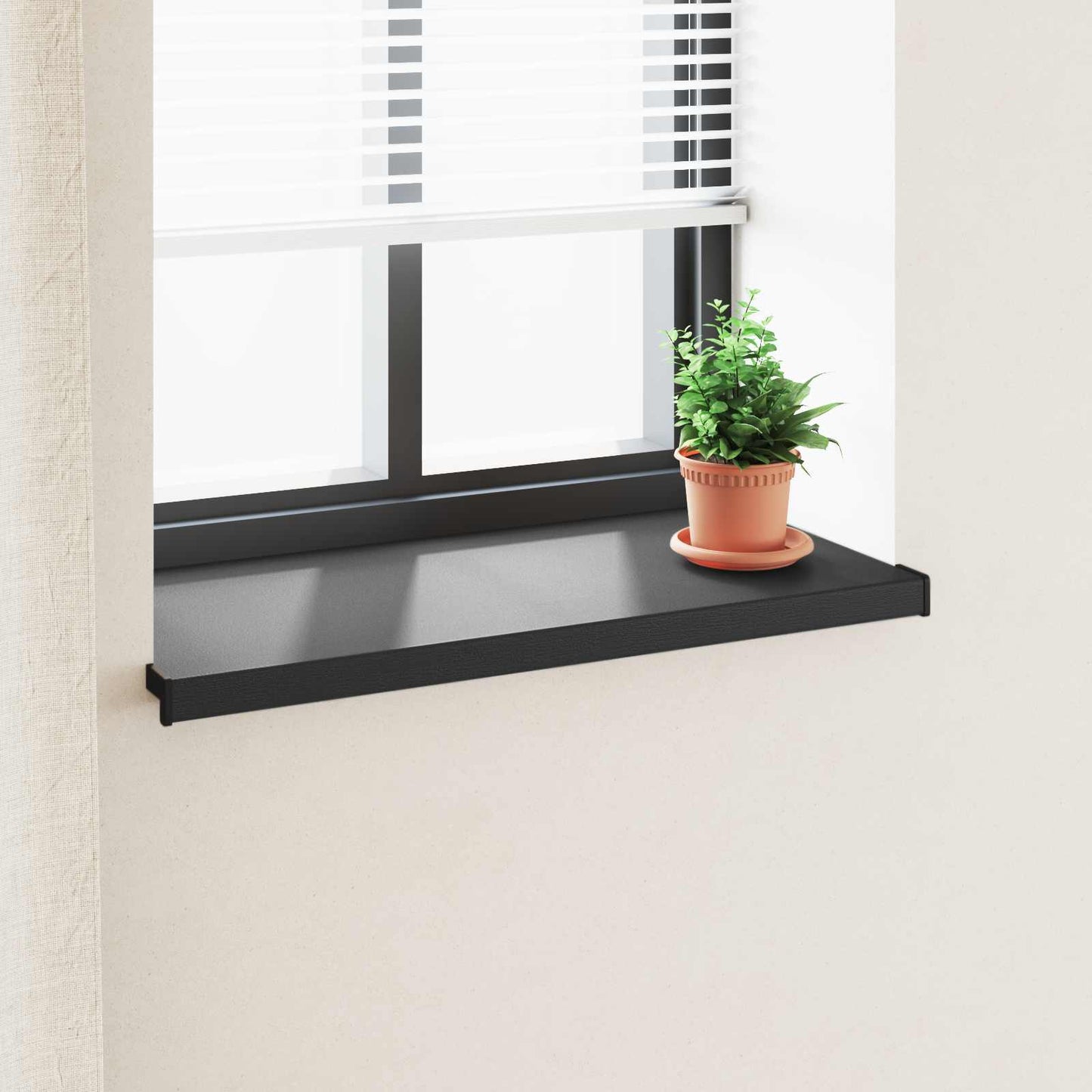 Window Sill Black with wood grain 80 x 45 x 4.5 cm PVC
