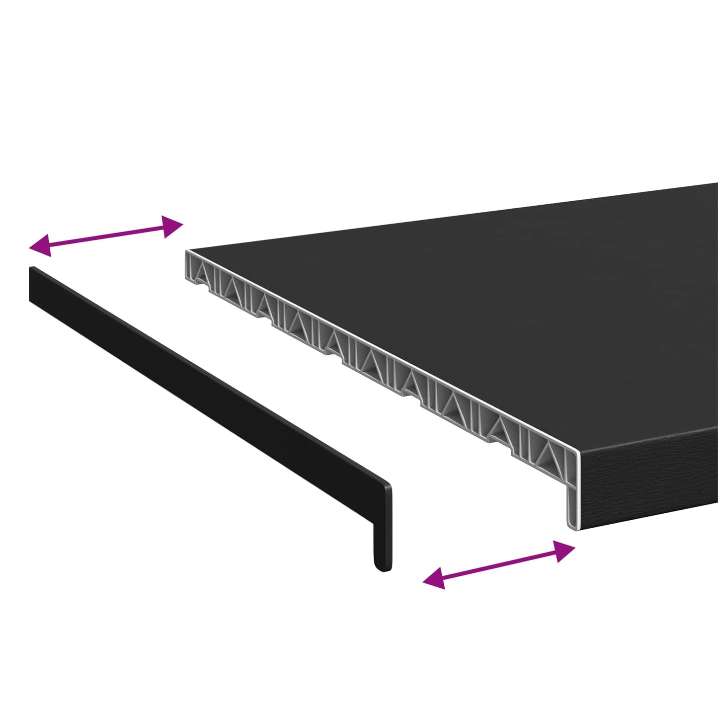 Window Sill Black with wood grain 60 x 50 x 4.5 cm PVC