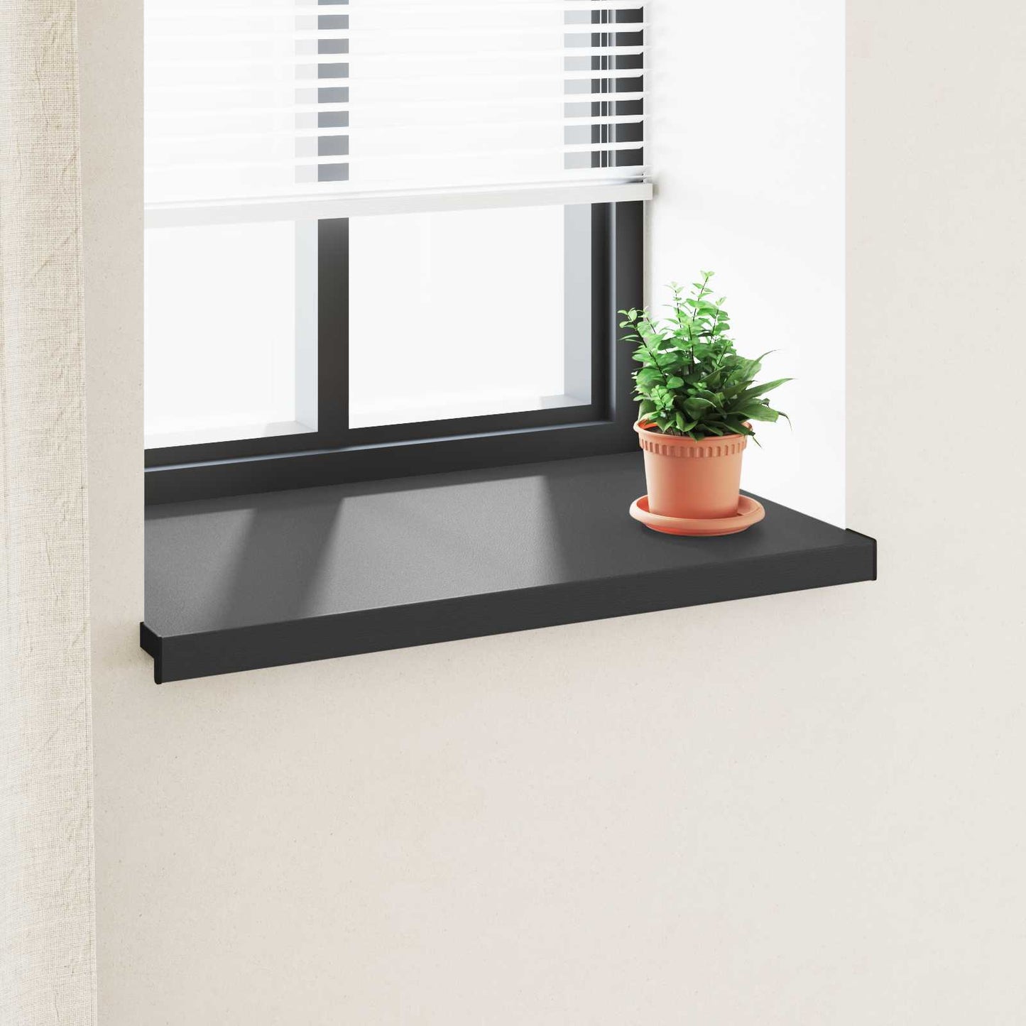 Window Sill Black with wood grain 80 x 50 x 4.5 cm PVC