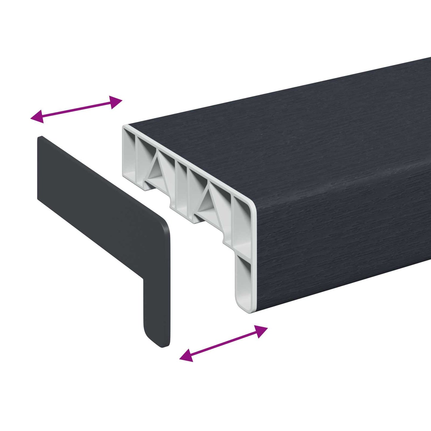 Window Sill Anthracite with wood grain 80 x 10 x 4.5 cm PVC