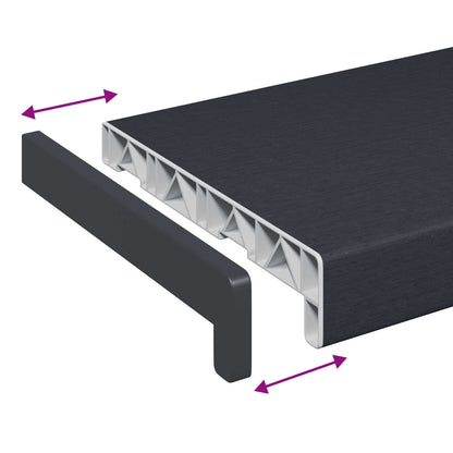 Window Sill Anthracite with wood grain 60 x 20 x 4.5 cm PVC