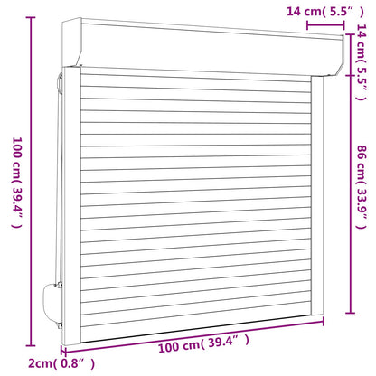 Roller Shutter White 100 x 100 cm Aluminium and Polyurethane